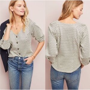 Anthropologie Cream and Black Blouse